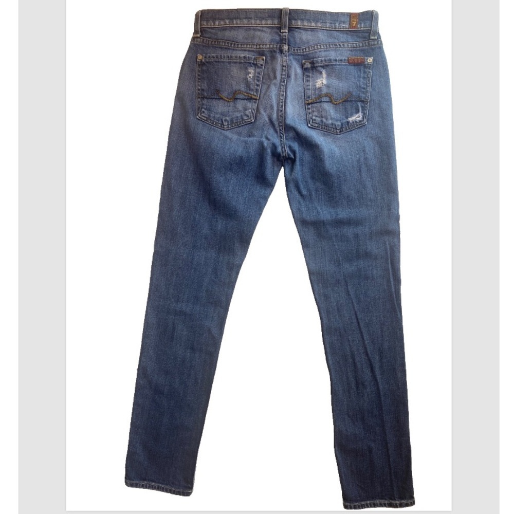 7 For All Mankind Sashiko Josefina Skinny Boyfriend Jeans Distressed 24 (28)* - Picture 3 of 8